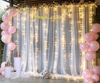 White Tulle Backdrop Curtain with Lights String for Parties Wedding Bridal Shower Sheer White Curtain Backdrop, alternate