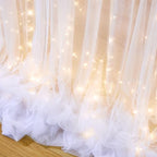 White Tulle Backdrop Curtain with Lights String for Parties Wedding Bridal Shower Sheer White Curtain Backdrop, alternate