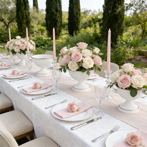 White Vases for Wedding Centerpieces, Set of 10 Metal Vase Small Table Centerpiece Flower Stands Wedding, alternate view 2
