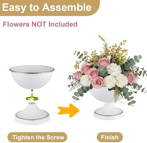 White Vases for Wedding Centerpieces, Set of 10 Metal Vase Small Table Centerpiece Flower Stands Wedding, alternate view 5