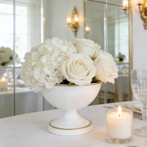 White Vases for Wedding Centerpieces, Set of 10 Metal Vase Small Table Centerpiece Flower Stands Wedding, alternate view 7