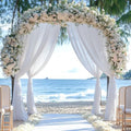 White Wedding Arch Draping Fabric 28" x19FT Sheer Curtain Drapes in 28" width x 19Ft length(6 Panels) in White