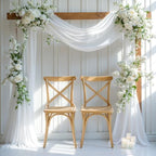 White Wedding Arch Draping Fabric 28" x19FT Sheer Curtain Drapes in 28" width x 19Ft length(6 Panels) in White, alternate