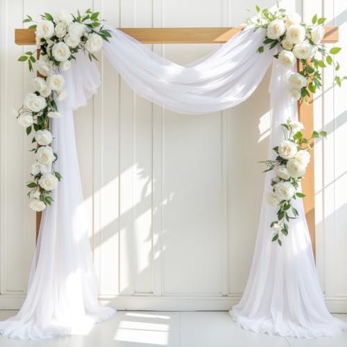 White Wedding Arch Draping Fabric 30'' x 18FT Sheer Chiffon Arch Drape