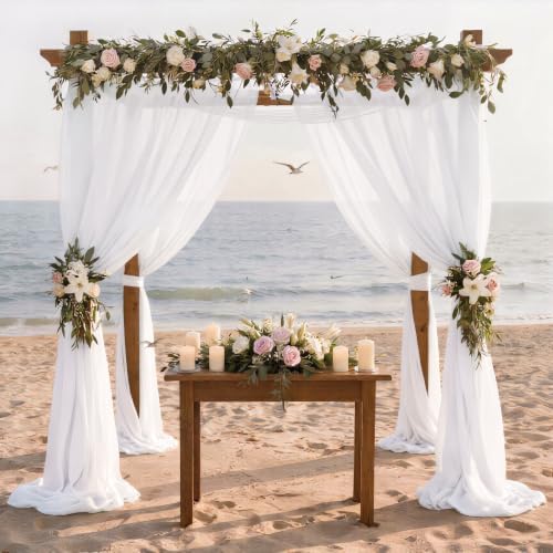 White Wedding Arch Draping Fabric 30'' x 18FT Sheer Chiffon Arch Drape, alternate view 4
