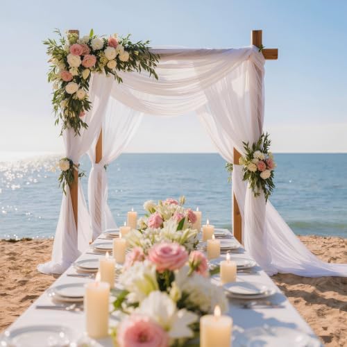 White Wedding Arch Draping Fabric 30'' x 18FT Sheer Chiffon Arch Drape, alternate view 5
