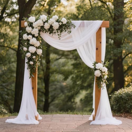 White Wedding Arch Draping Fabric 30'' x 18FT Sheer Chiffon Arch Drape, alternate view 6