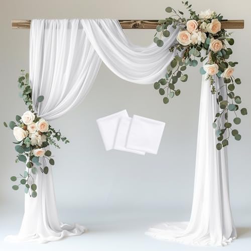 White Wedding Arch Draping Fabric Backdrop Drapes Sheer 3 Panels