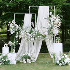 White Wedding Arch Draping Fabric Backdrop Drapes Sheer 3 Panels, alternate view 6
