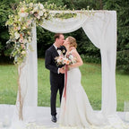 White Wedding Arch Draping Fabric Backdrop Drapes Sheer 6 Panels, alternate view 4