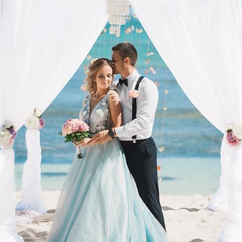 White Wedding Arch Draping Fabric Chiffon Fabric, 29in x 18Ft Sheer Chiffon Outdoor Curtain for Wedding Ceremony, alternate