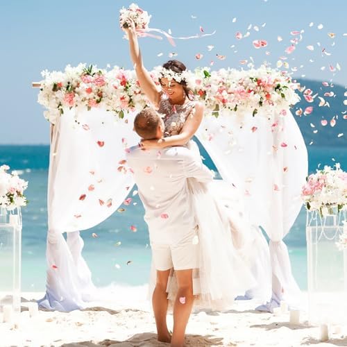 White Wedding Arch Draping Fabric Chiffon Fabric, 29in x 18Ft Sheer Chiffon Outdoor Curtain for Wedding Ceremony, alternate