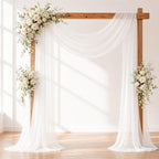 White Wedding Arch Draping Fabric Sheer Curtain Drapes | 31" x 20 ft Extra Long Shimmery Backdrop Curtains for, alternate