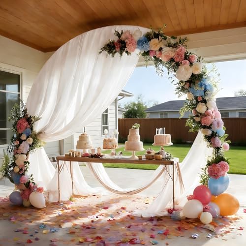 White Wedding Arch Draping Fabric Sheer Curtain Drapes | 31" x 20 ft Extra Long Shimmery Backdrop Curtains for, alternate