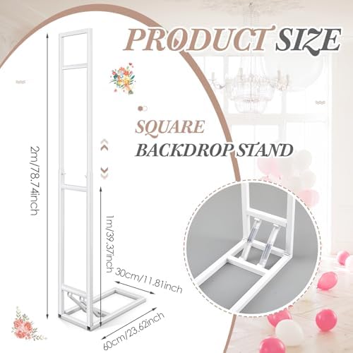 White Wedding Backdrop Stand with Foldable Base,1 Pack in white, alternate view 3