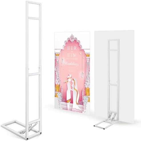 White Wedding Backdrop Stand with Foldable Base,2 Pack in white