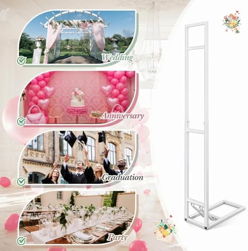 White Wedding Backdrop Stand with Foldable Base,2 Pack in white, alternate view 6