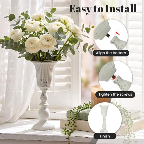 White Wedding Vases for Centerpieces, 4Pcs Tall Metal Flower Stand in White-stand, alternate view 5
