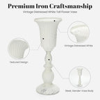 White Wedding Vases for Centerpieces, 4Pcs Tall Metal Flower Stand in White-stand, alternate view 6