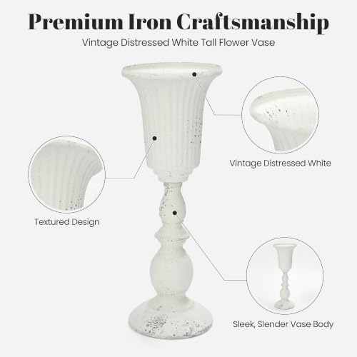 White Wedding Vases for Centerpieces, 4Pcs Tall Metal Flower Stand in White-stand, alternate view 6