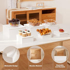White Wooden Cake Stand Buffet Food Risers, 6pcs Set for Buffet Table, Large Cake/Fruit Display Stand/Cupcake, alternate view