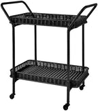Wicker Patio Serving Cart in Black