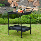 Wicker Patio Serving Cart in Black, alternate view 2