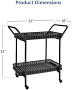 Wicker Patio Serving Cart in Black, alternate view 3