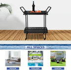 Wicker Patio Serving Cart in Black, alternate view 4