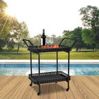 Wicker Patio Serving Cart in Black, alternate view 5