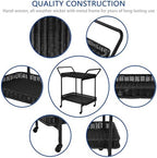 Wicker Patio Serving Cart in Black, alternate view 6