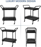 Wicker Patio Serving Cart in Black, alternate view 7