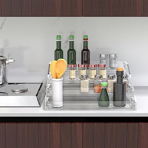 Wide 4-Tier Clear Acrylic Spice Rack Organizer for Kitchen in Clear, alternate view 2