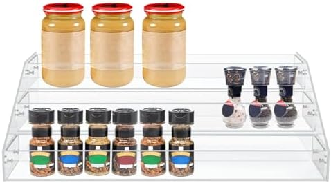 Wide Clear Acrylic Spice Rack for Countertops- 3 Tier in Clear, alternate view 5