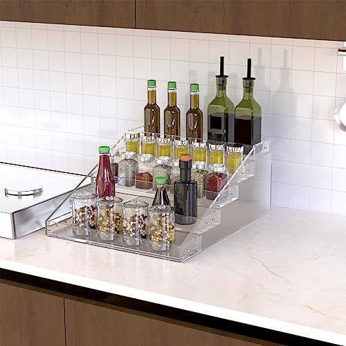 Wide Clear Acrylic Spice Rack for Countertops- 5 Tier in Clear, alternate view 2