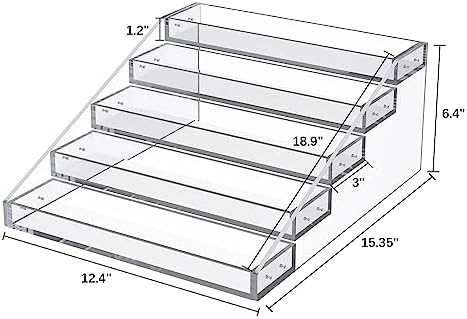 Wide Clear Acrylic Spice Rack for Countertops- 5 Tier in Clear, alternate view 3