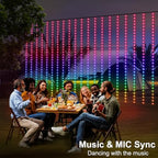 WiFi Smart RGB Color Changing Curtain Lights - 600 LED, Compatible with Alexa, App Control, Music Sync, Plug in, alternate