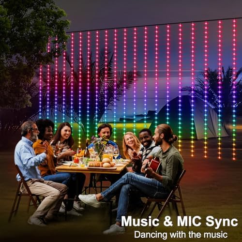 WiFi Smart RGB Color Changing Curtain Lights - 600 LED, Compatible with Alexa, App Control, Music Sync, Plug in, alternate