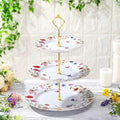 Wildflower 3 Tier Ceramic Dessert Stand for Cupcakes in Colorful
