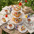 Wildflower 3 Tier Ceramic Dessert Stand for Cupcakes in Colorful, alternate view 3