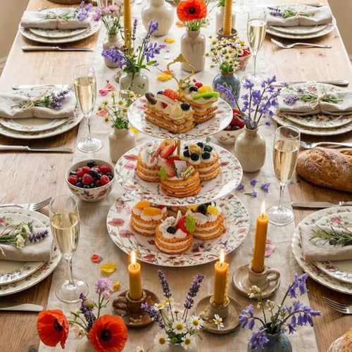 Wildflower 3 Tier Ceramic Dessert Stand for Cupcakes in Colorful, alternate view 5