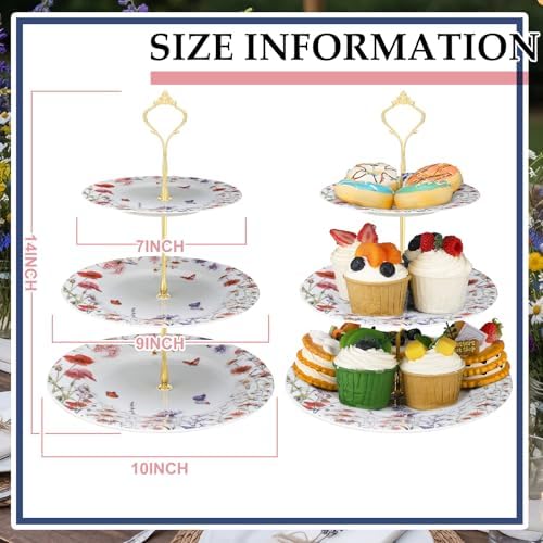 Wildflower 3 Tier Ceramic Dessert Stand for Cupcakes in Colorful, alternate view 6