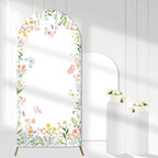 Wildflower Arch Backdrop Cover Baby in Bloom Baby Shower Decors 6ft in 6ft x 2.62ft in Pink, Purple, Green