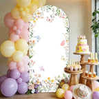 Wildflower Arch Backdrop Cover Baby in Bloom Baby Shower Decors 6ft in 6ft x 2.62ft in Pink, Purple, Green, alternate view 2