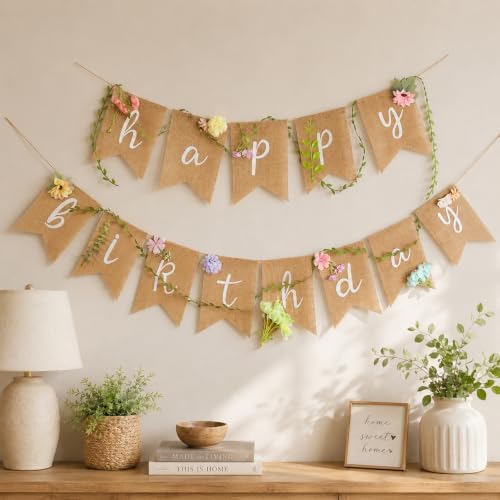 Wildflower Floral Happy Birthday Banner