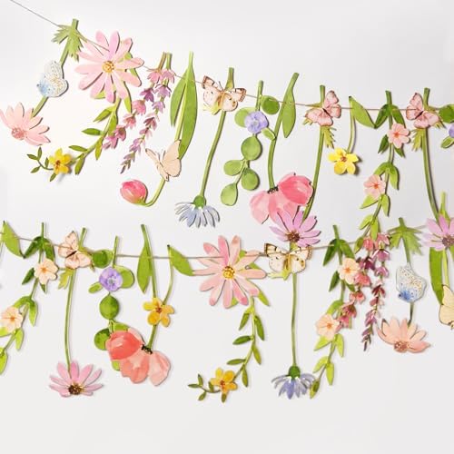 Wildflower Party Decorations Butterfly Flower Banner Butterfly Garland 9ft