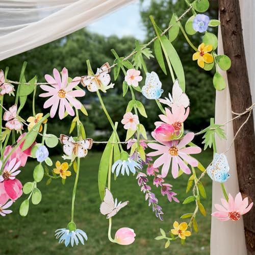 Wildflower Party Decorations Butterfly Flower Banner Butterfly Garland 9ft, alternate view 6