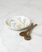 Wildflowers Stoneware Salad Bowl with Servers, 3-Piece in 3 Count in White, alternate view 3