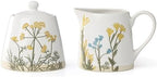 Wildflowers Stoneware Sugar and Creamer Set in 3 Count in White