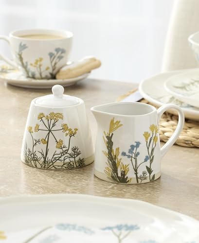 Wildflowers Stoneware Sugar and Creamer Set in 3 Count in White, alternate view 2